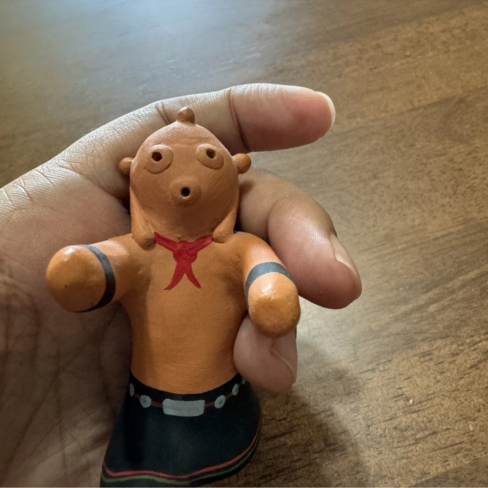 Rare Vintage Hopi Mud head Tumbling Doll Figurine By Tony Dallas Signed - Picture 5 of 6